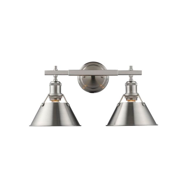 Golden Lighting Orwell 2 Light 18 Inch Bath Vanity In Pewter With Pewter Shade 3306-BA2 PW-PW